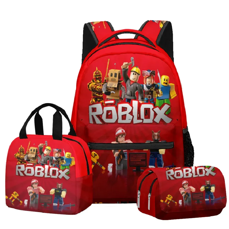 Stylový školní set pro děti - Batoh, penál, taška na svačinu v různých motivech Roblox