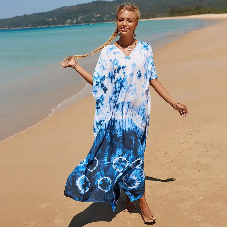 Nové bavlněné polohování Etnický vítr tisk Beach Cover-ups