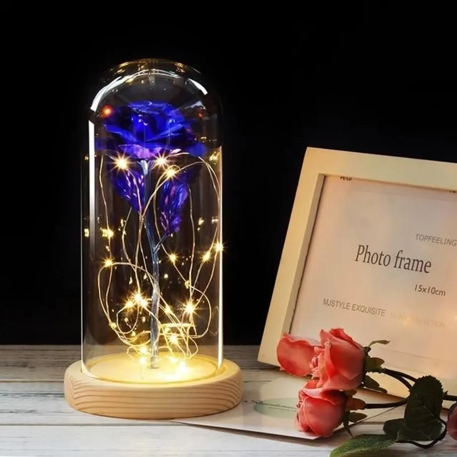 Okouzlující skleněná kopule LED String Rose