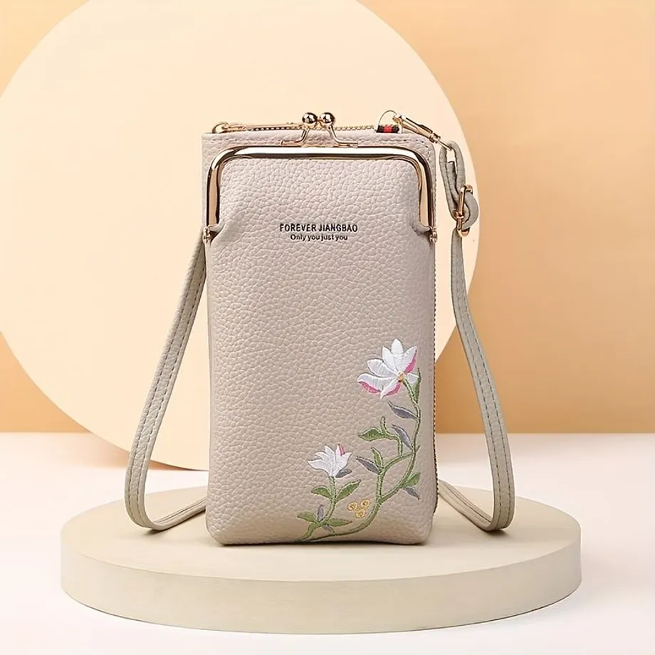 Elegantní mini crossbody kabelka s květinovým vzorem a kapsou na karty