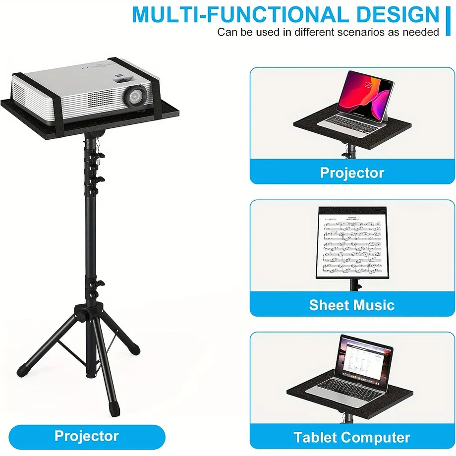 Stojan Na Projektor Po 1 Balení Stativ, Hliníková Slitina, 4dílný Stojan Na Notebook Nastavitelná Výška Od 23,5 Do 161,29 Cm S Držákem Telefonu S Husím Krkem, Pro Stojan Na Notebook Pro Kancelář, Domácnost, Jeviště, Studio, Držák Držáku Na DJ Stojany