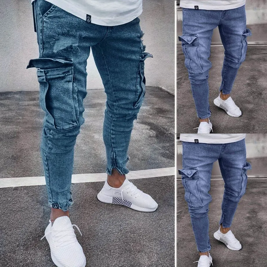 Pánské skinny džínové cargo pant