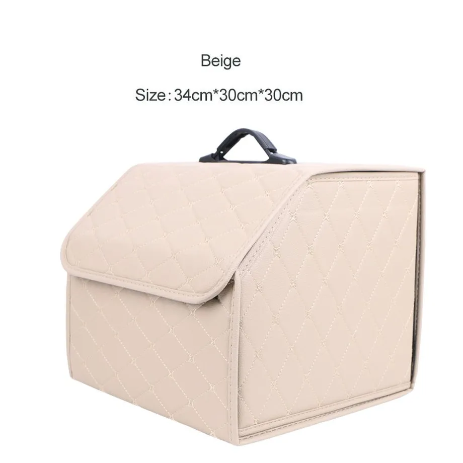 Auto Trunk Organizer Box Velká kapacita Auto Multiuse Tools Storage Bag Stowing Tidying Leather Folding For Emergency Storage Box