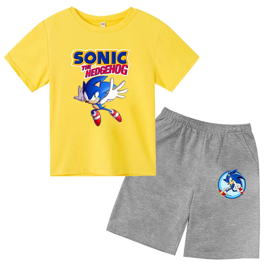 Sportovní dětská souprava s potiskem ježka Sonic - šortky + tričko