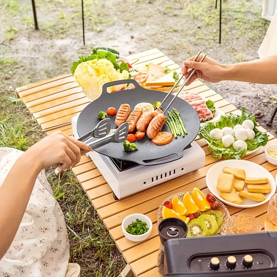 Přenosný gril na korejský způsob, kulatý BBQ pánev pro kempování a domácnost