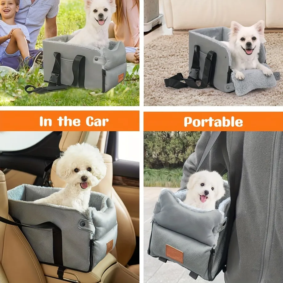 Center Console Dog Car Seat, Dog Car Seats Pro Malé Psy 0-15 Liber, Přenosné Pet Opěradlo Car Seat, Dog Booster Seat S Bezpečnostními Tethers A Pad, Single / Double Door Armrest Použitelné