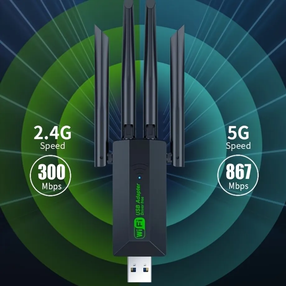 Dual band usb bezdrátová síťová karta 2.4g/5g