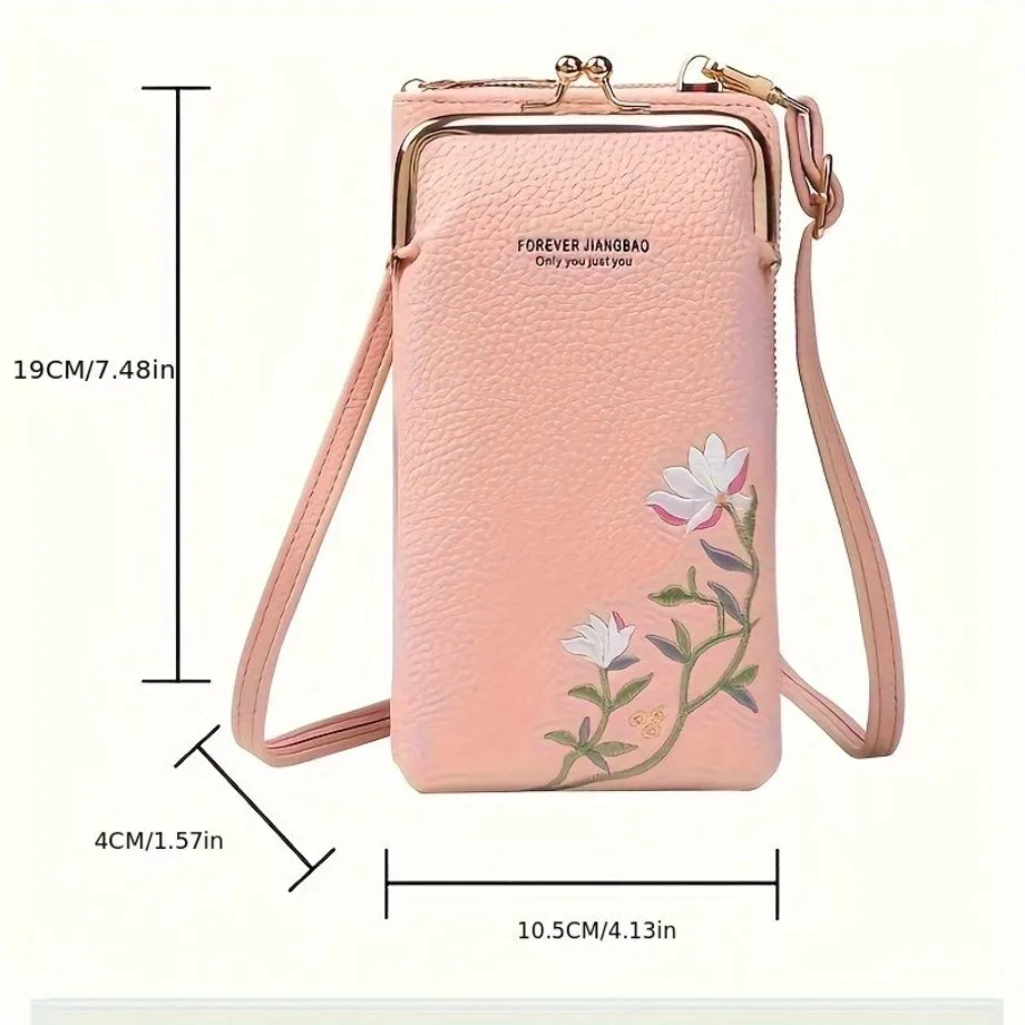 Elegantní mini crossbody kabelka s květinovým vzorem a kapsou na karty