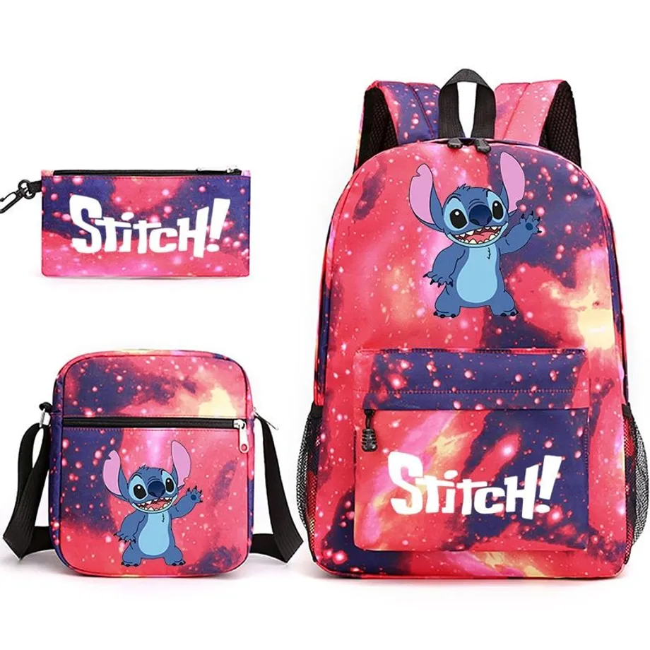 Set školních potřeb Stitch - Batoh a penál + taška přes rameno