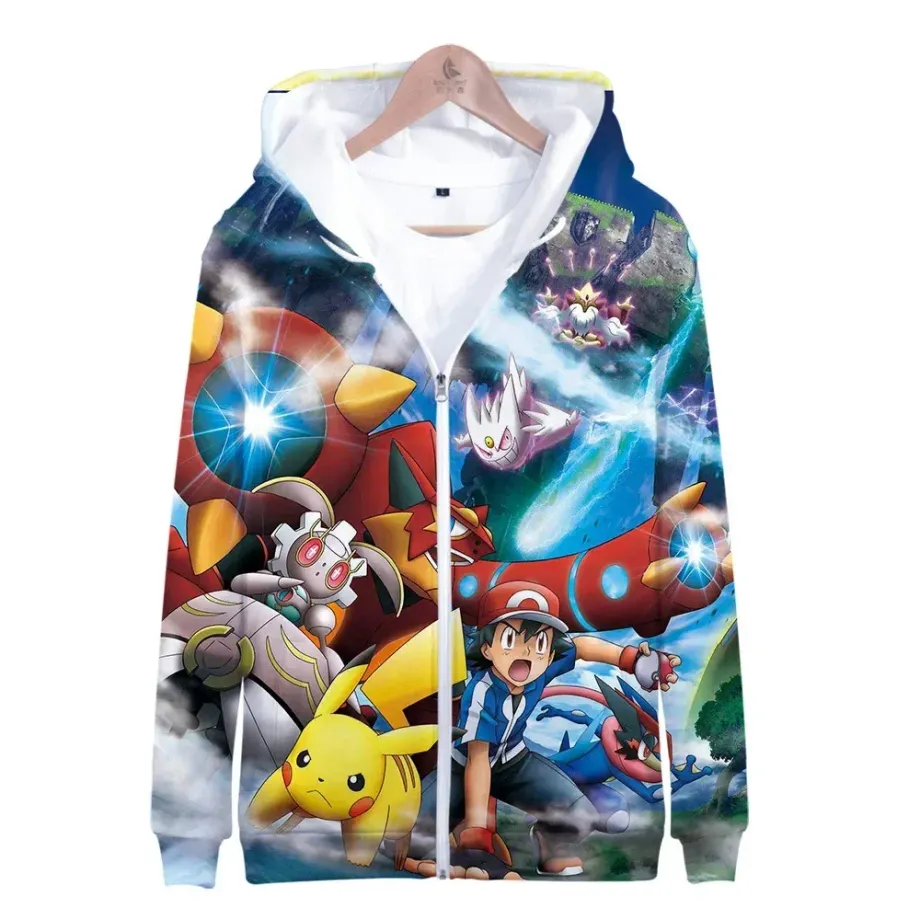 Luxusní unisex mikina se zapínáním na zip a potiskem oblíbených Pokémon