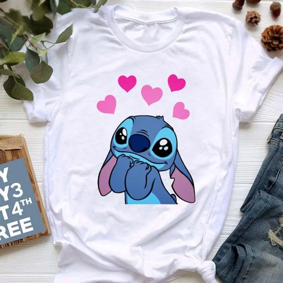 Dámské tričko s krátkým rukávem a roztomilým potiskem Stitch