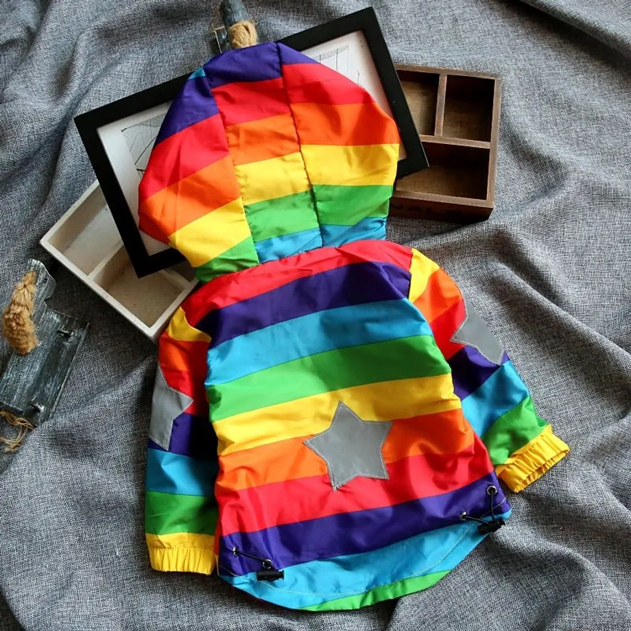 Dětská Rainbow stylová jarní parka s kapucí