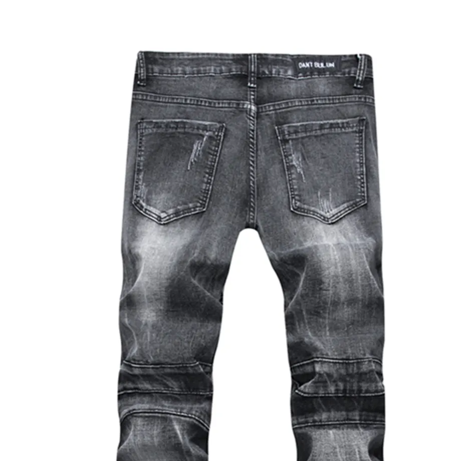 Pánské módní džíny Slim Fit Elastic Ripped Jeans