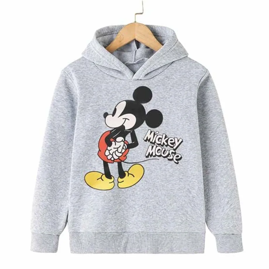 Dětská stylová mikina s kapucí a pohádkovým potiskem Mickey a Minnie