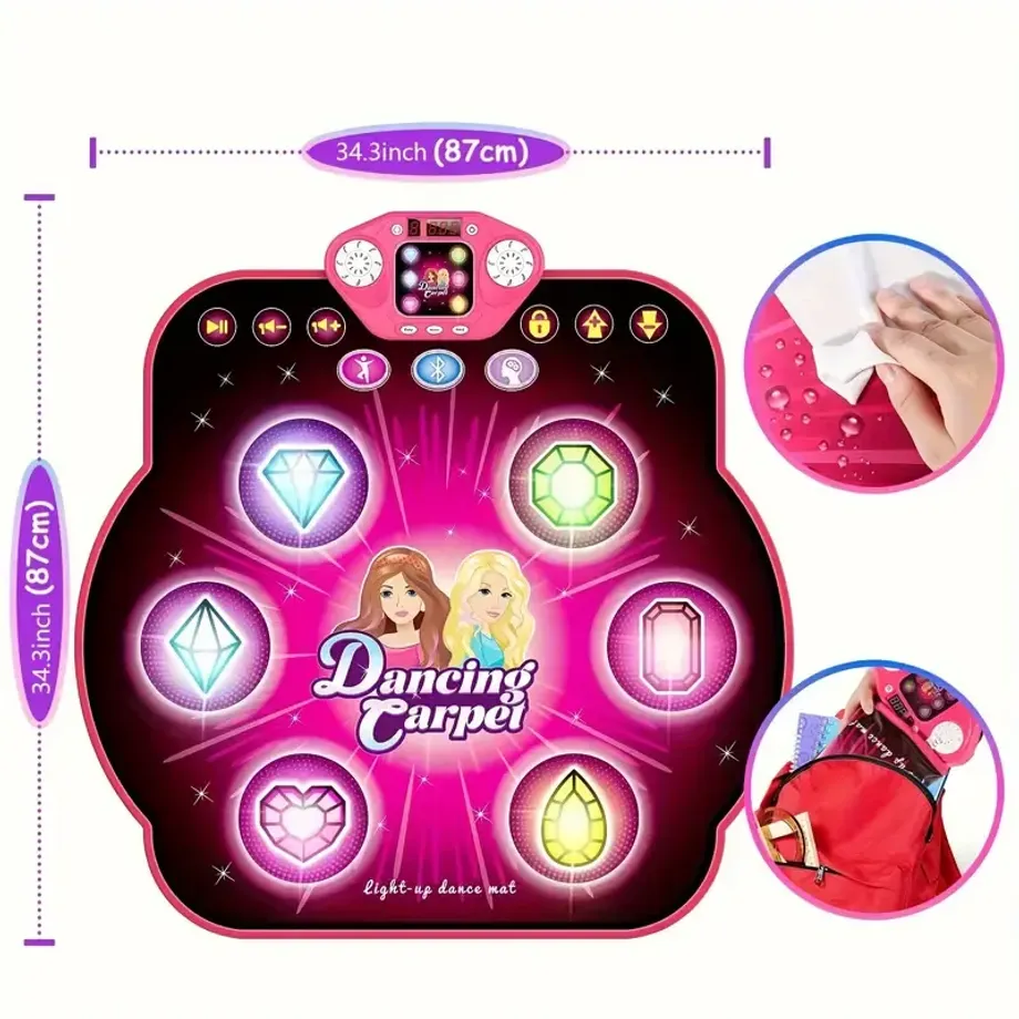 Taneční Podložka Toys Elektronická Taneční Podložka S Rozsvícením 6 Kláves A Bezdrátovým Bluetooth, 5 Herních Režimů Princess Dance Mat, Narozeninové Vánoční Dárky