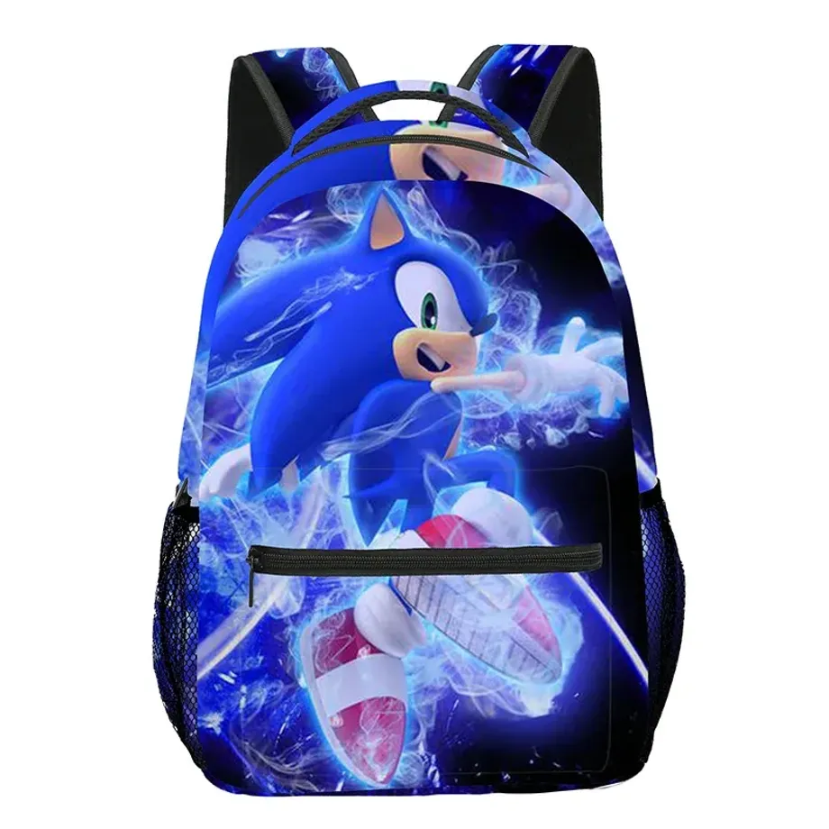 Dětský trendy školní batoh s motivem oblíbeného ježka Sonic