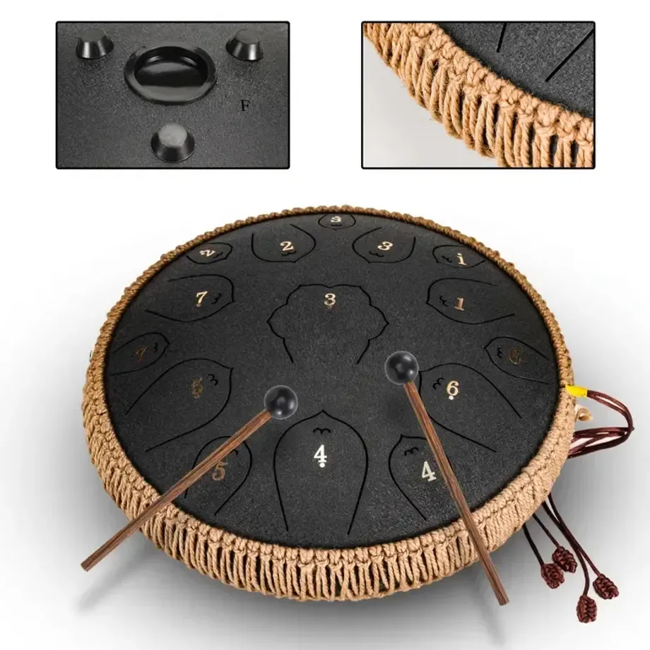 13 Steel Tongue Drum F Key Hanplate Perkusní Nástroj - Ideální Pro Hudební Výchovu, Koncerty, Duchovní Léčení, Jógu A Meditaci