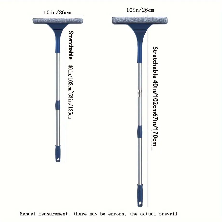 1ks, Rozšířený 2v1 Stěra na sklo na škrábání a mytí, Oboustranná čisticí škrabka na okna a podlahy - Kartáč