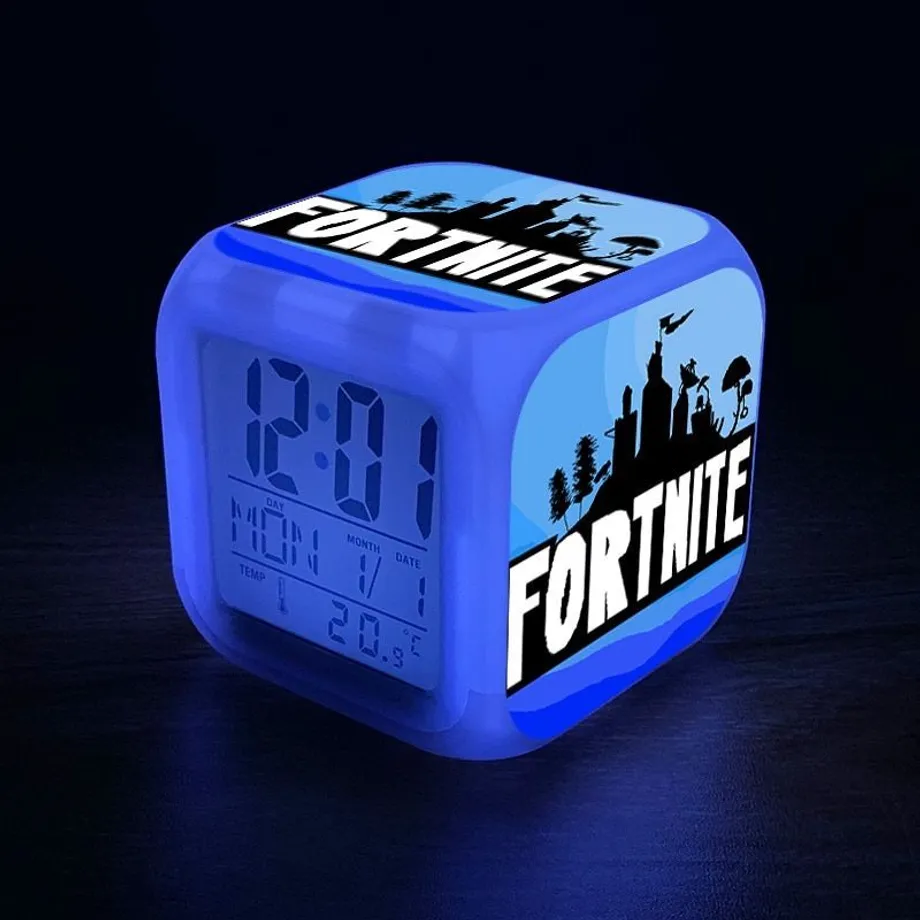 Originální svítící budík s motivem počítačové hry Fortnite 12 no box