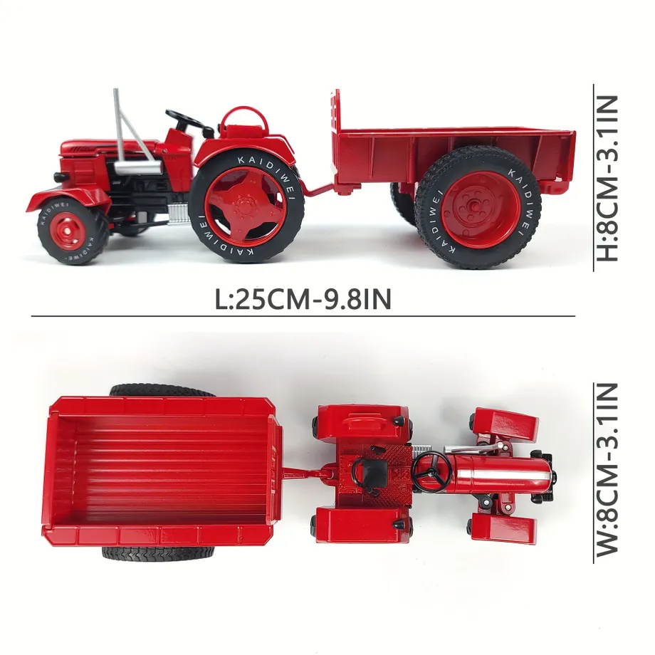 Retro traktor s vlekem 1:18 - kovový model