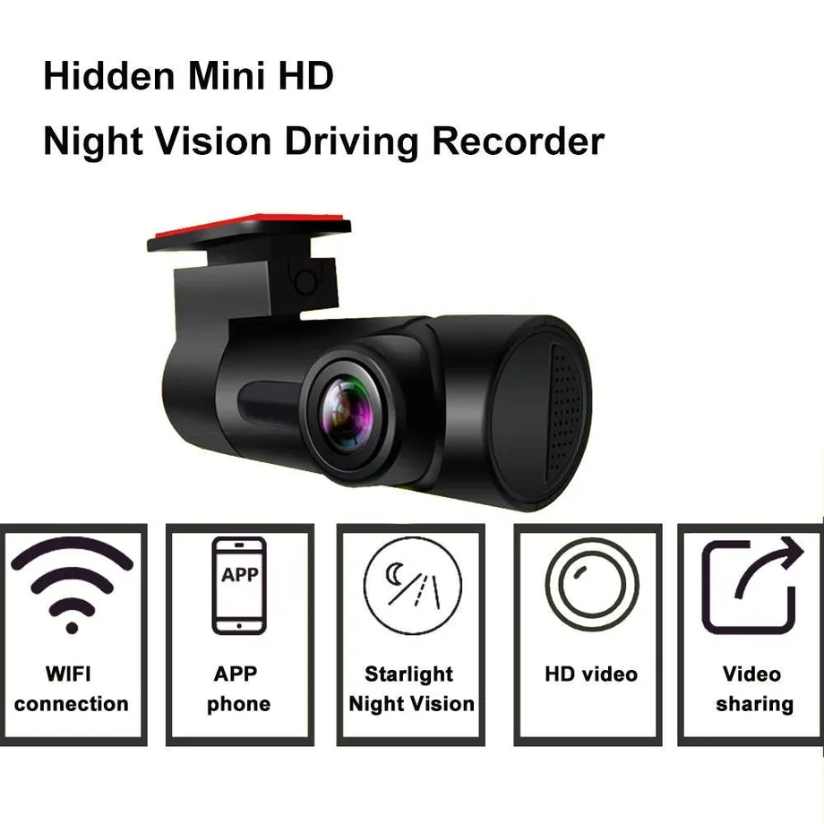 1080P HD kamera do auta DVR Dash Cam Recorder Covert s WiFi nočním viděním