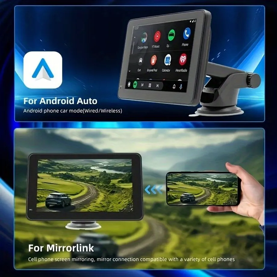 7" dotyková navigace s bezdrátovým Android Auto a MirrorLink, GPS navigací, Wi-Fi a RDS, vysokým rozlišením