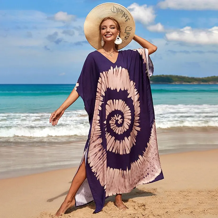 Nové bavlněné polohování Etnický vítr tisk Beach Cover-ups