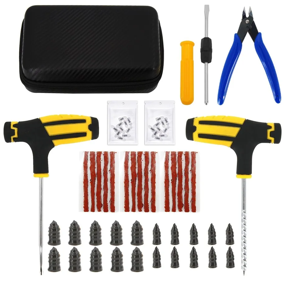 Sada nářadí na opravu pneumatik Auto Bike Puncture Plug Garage Needle Nose Pliers Vacuum Film Nail Screws W/ Storage Case