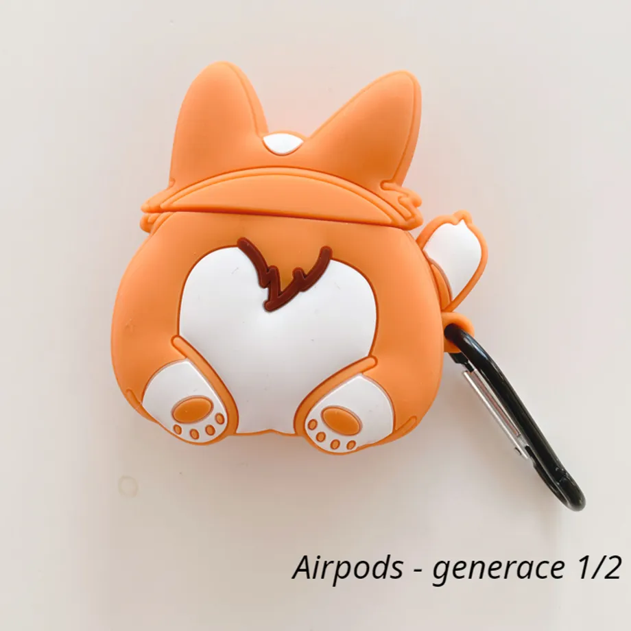 Roztomilé pouzdro na sluchátka Airpods - psík Corgi