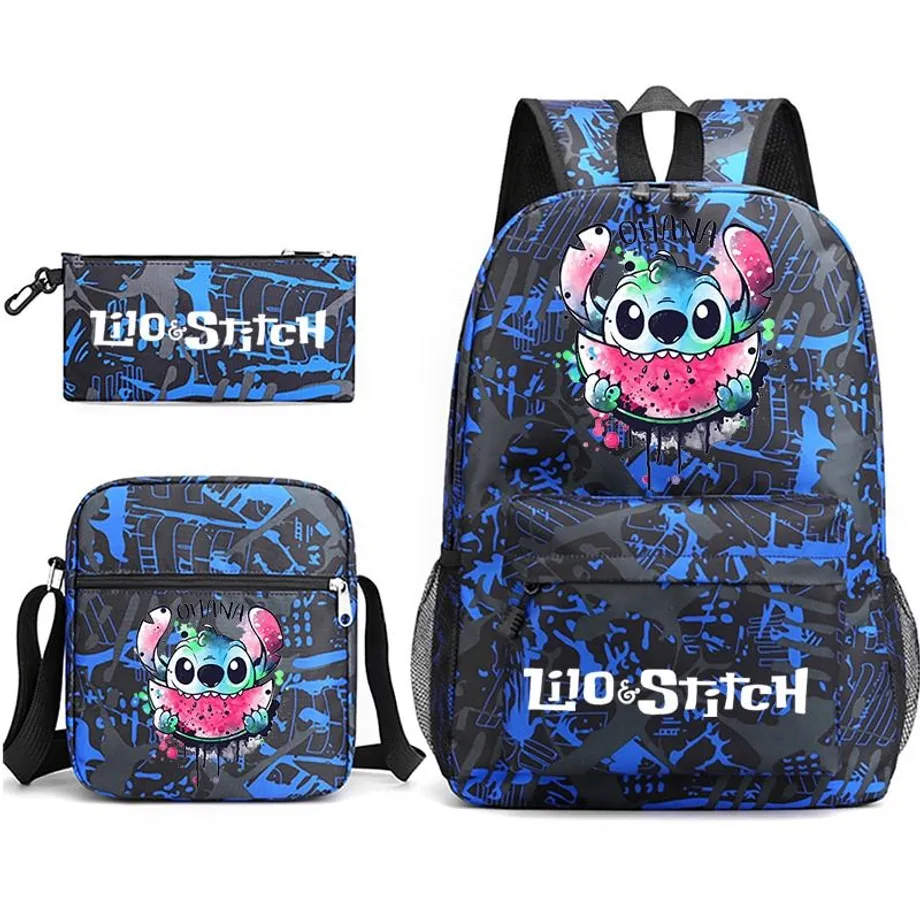 Set školních potřeb Stitch - Batoh a penál + taška přes rameno