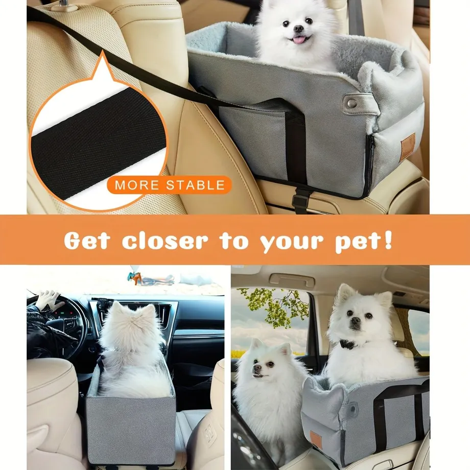 Center Console Dog Car Seat, Dog Car Seats Pro Malé Psy 0-15 Liber, Přenosné Pet Opěradlo Car Seat, Dog Booster Seat S Bezpečnostními Tethers A Pad, Single / Double Door Armrest Použitelné