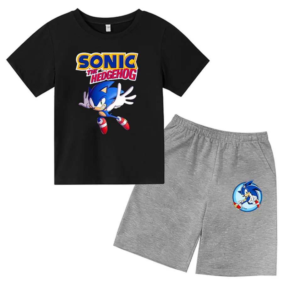 Sportovní dětská souprava s potiskem ježka Sonic - šortky + tričko