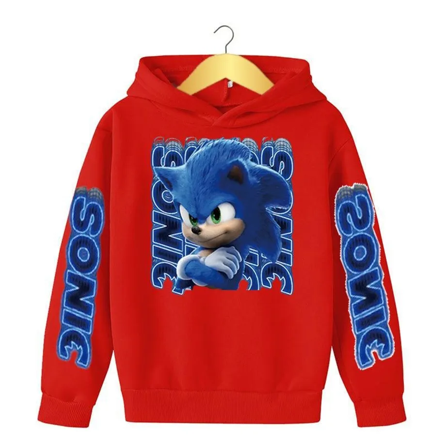 Chlapecká designová mikina s kapucí a potiskem Sonic