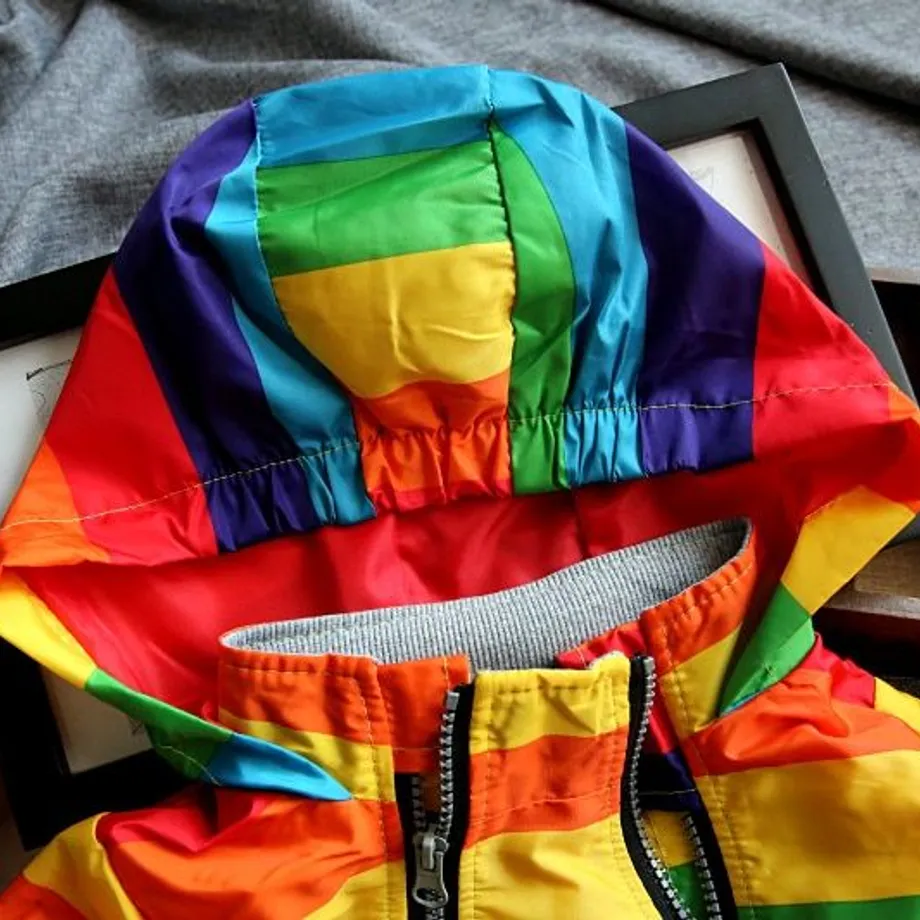 Dětská Rainbow stylová jarní parka s kapucí