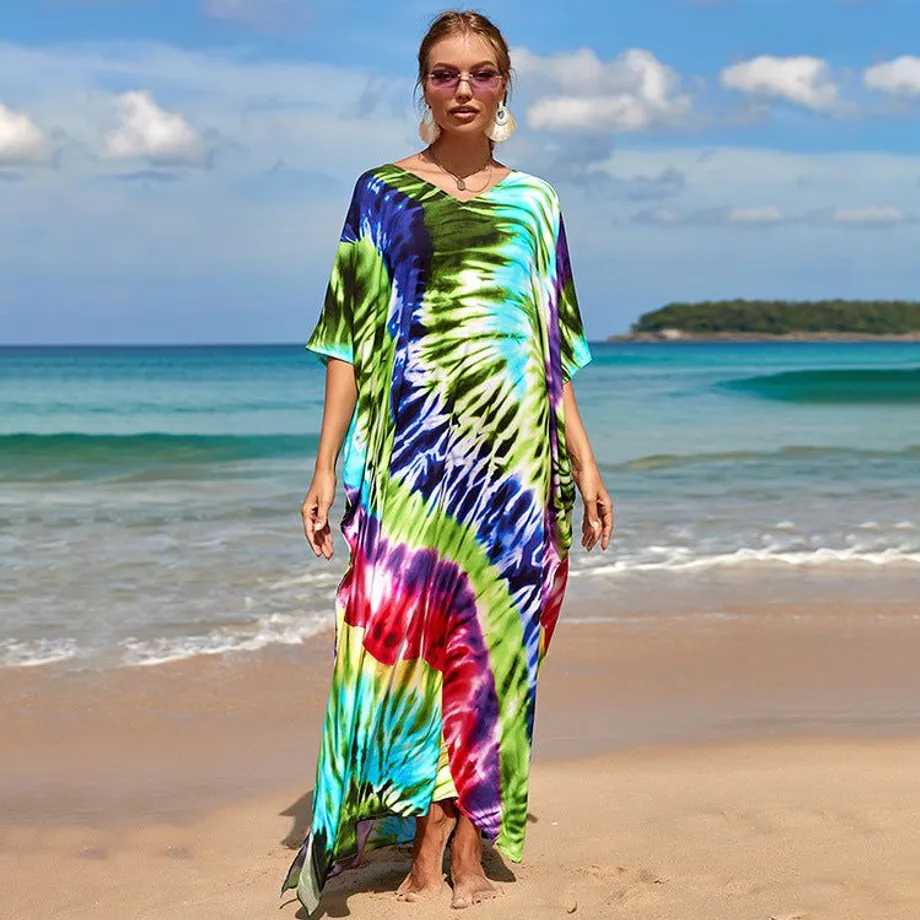 Nové bavlněné polohování Etnický vítr tisk Beach Cover-ups