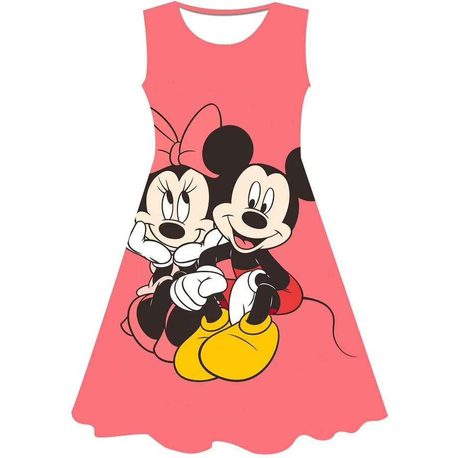 Dívčí letní šaty bez rukávů s motivem oblíbené Minnie Mouse