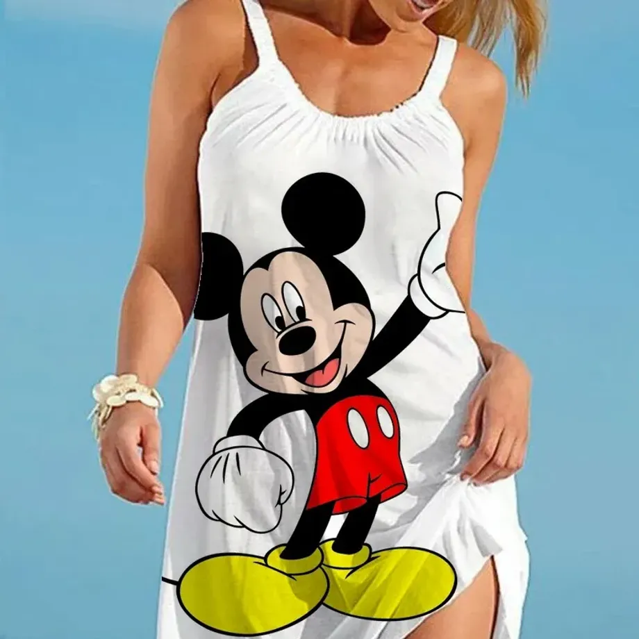 Roztomilý dámský elegantní šaty s potiskem Minnie Mouse