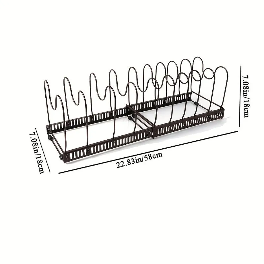Sada 10 nastavitelných organizérů na hrnce a pánve, rozšiřitelný držák na poklice, organizér na pečení a skladování kuchyňských skříněk a spíží, kuchyňské doplňky