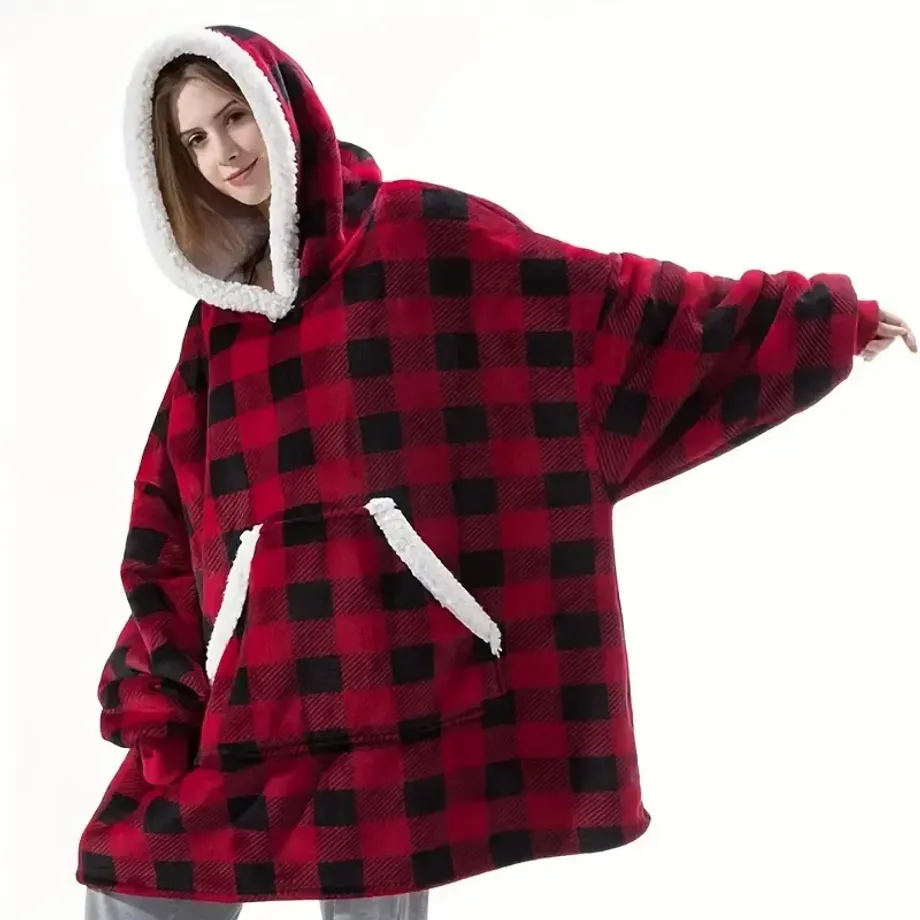 Super Měkká Hřejivá a Pohodlná Hoodie Deku na nošení se