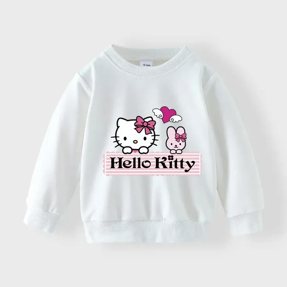 Dětská mikina s dlouhým rukávem, potiskem kočky Hello Kitty a v různých barvách