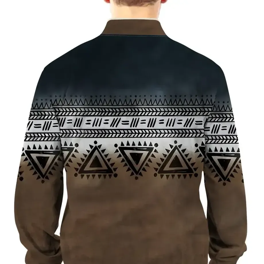 Retro Fleecový Výstřihový Mikina s Fleece