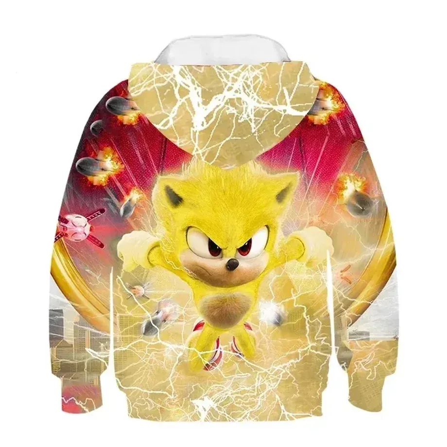 Dětská unisex mikina s kapucí a motivy 3D potisku ježka Sonic