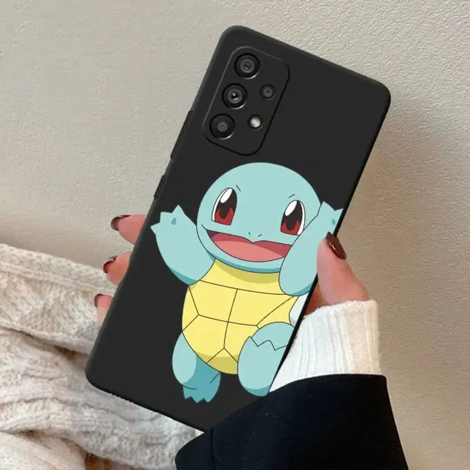 Trendy silikonový černý kryt s motivy oblíbených Pokémon pro telefony Samsung