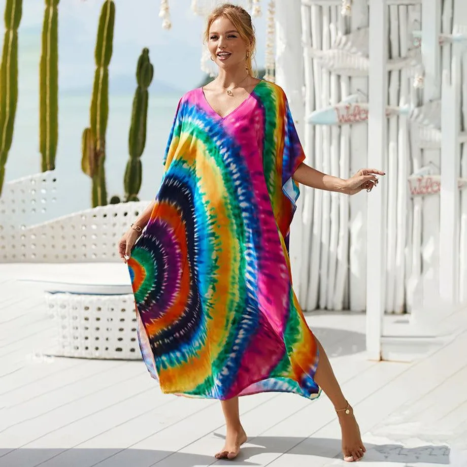 Nové bavlněné polohování Etnický vítr tisk Beach Cover-ups