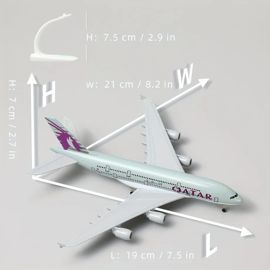 Sběratelský model airbusu A380 společnosti Qatar airways v měřítku 1:300