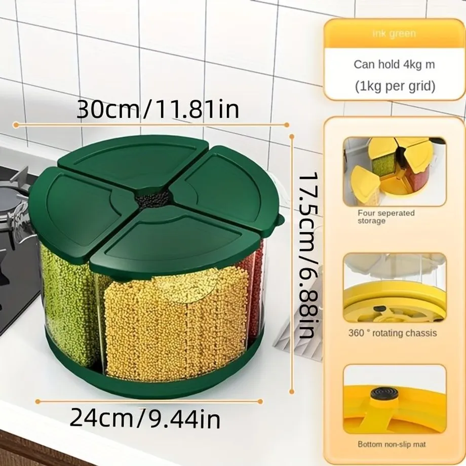 Praktický úložný box s 4 oddíly - otáčí se o 360° a ideálně se hodí do kuchyně