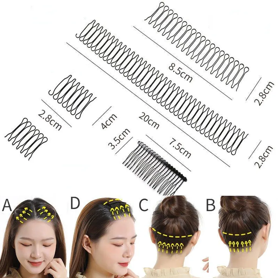 Neviditelná zlomená spona do vlasů Dámské nástroje pro styl Tiara Roll Curve Needle Bangs Fixed Insert Comb Profesionální stylingové doplňky