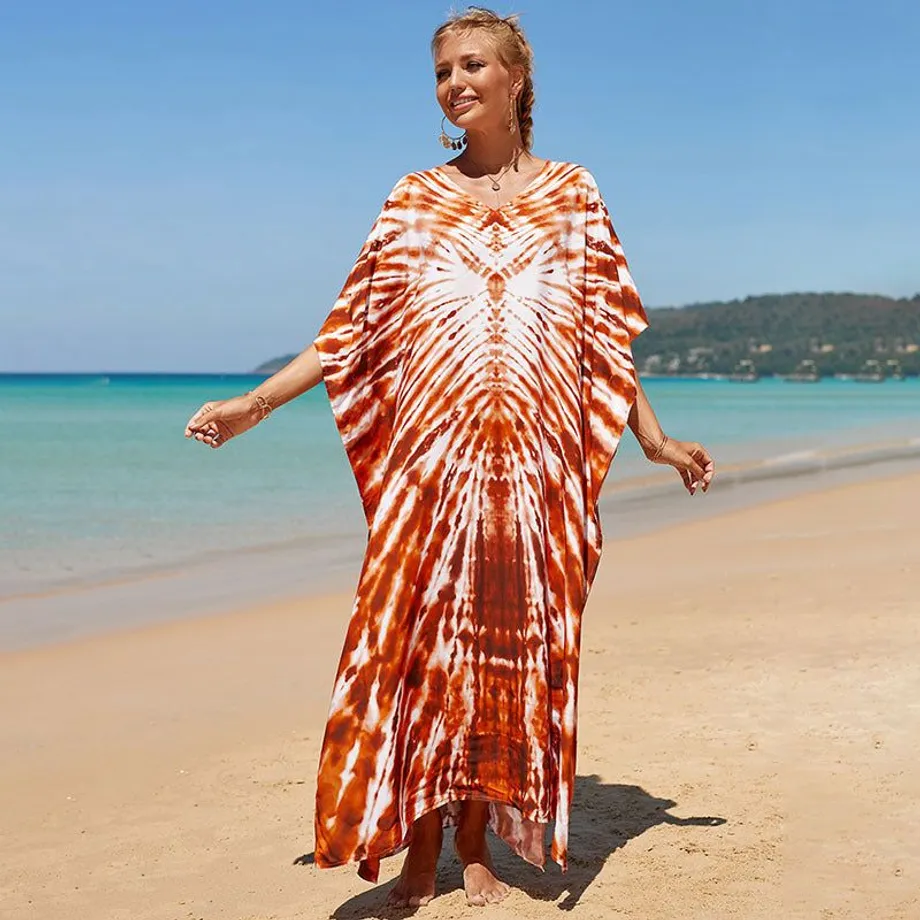 Nové bavlněné polohování Etnický vítr tisk Beach Cover-ups