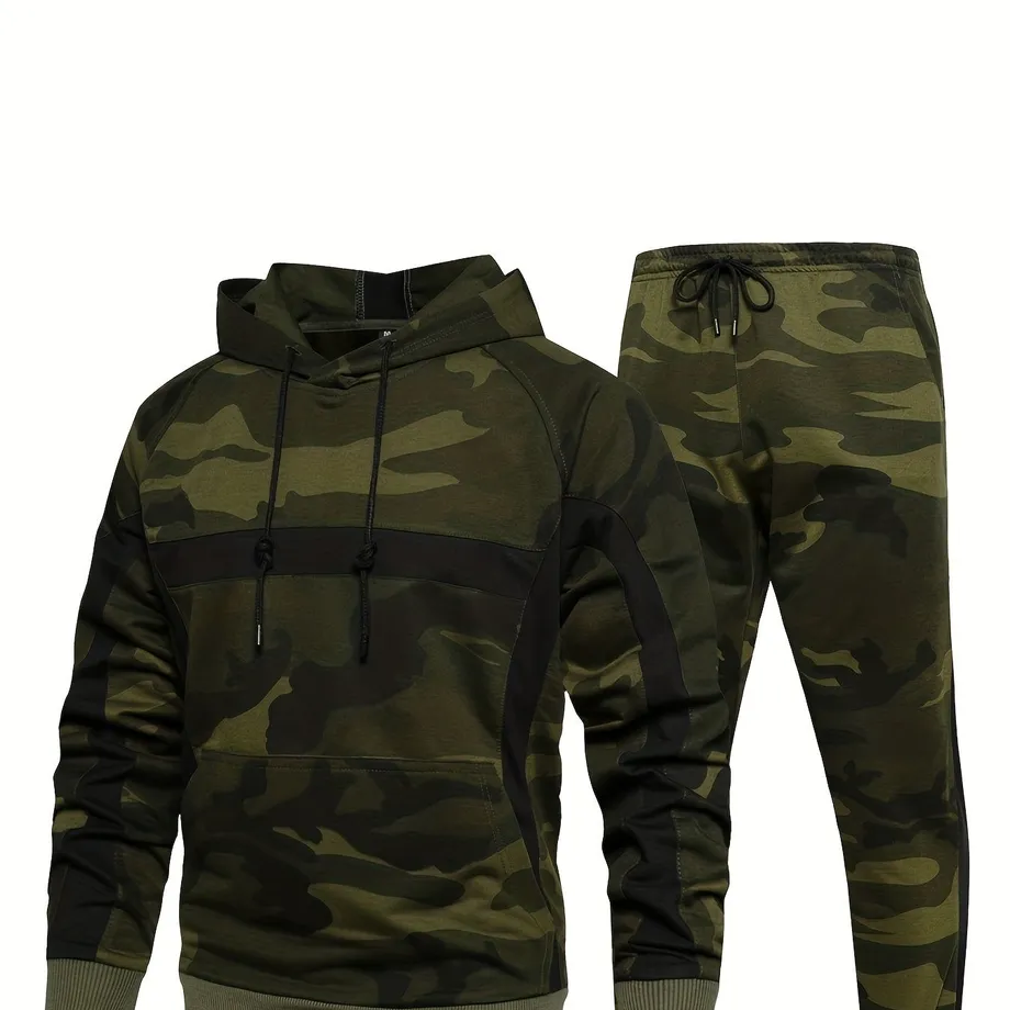 Mužská 2dílná sada Camo: Stylová sportovní mikina a jogger tepláky