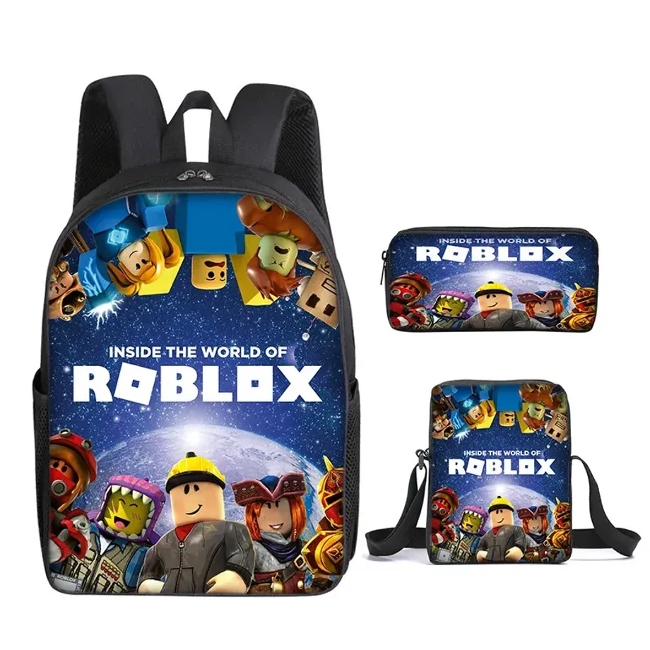 Stylový školní set pro děti - Batoh, penál, taška na svačinu v různých motivech Roblox